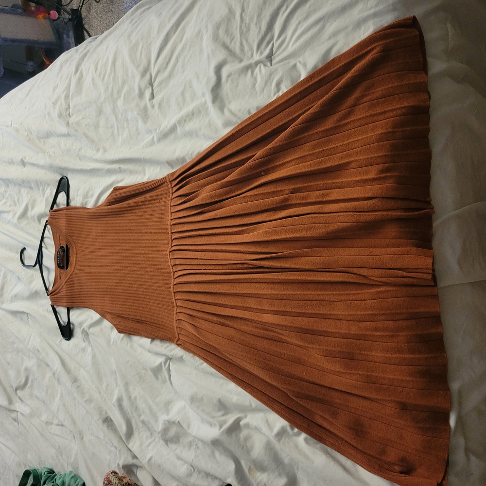Chic Sleeveless Rust Midi Dress